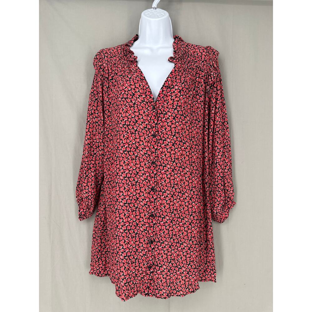 Zara Red and Black Floral Mini Dress
